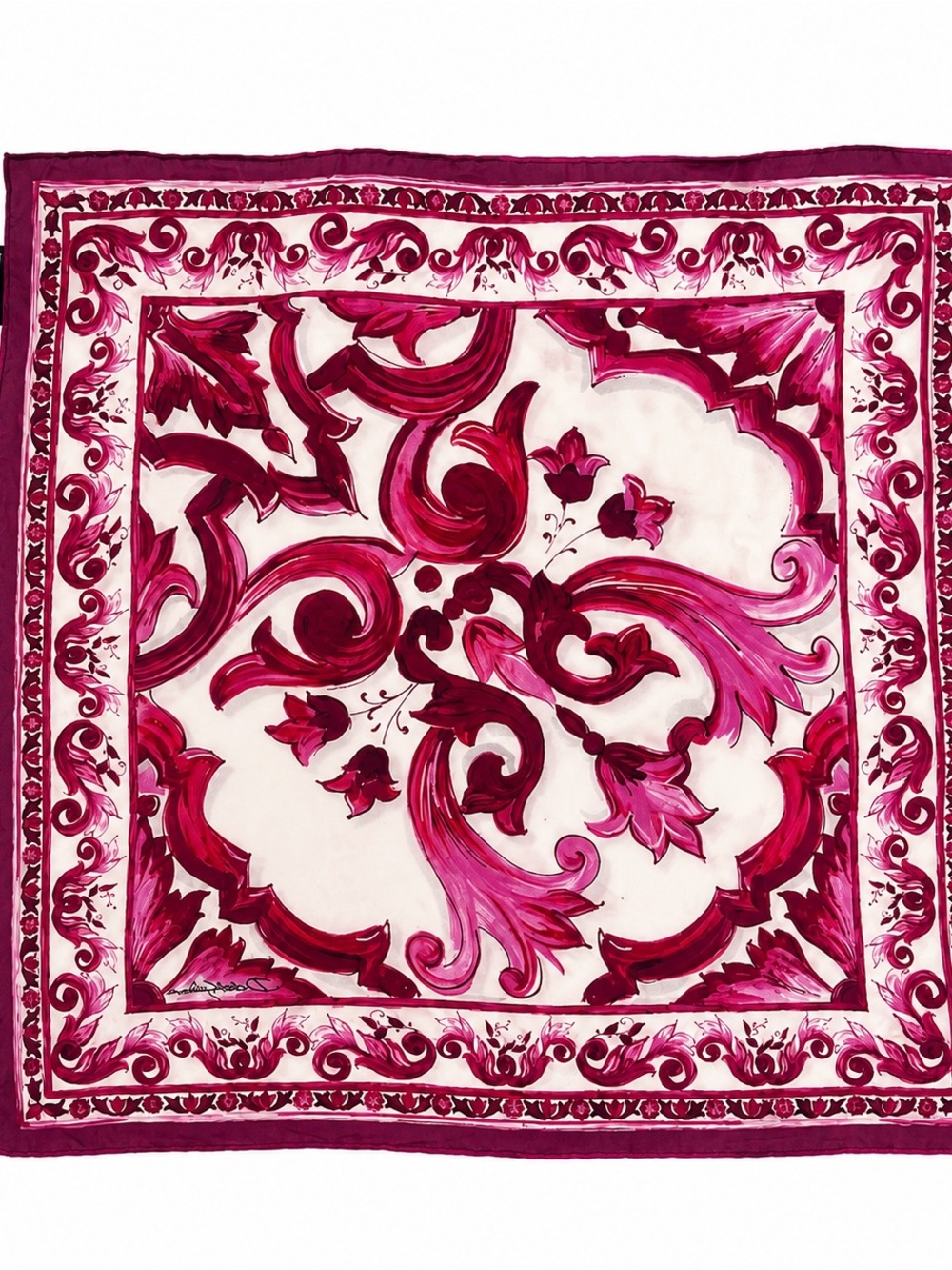 Authentic Dolce & Gabbana Maiolica Silk Scarf Made in Italy